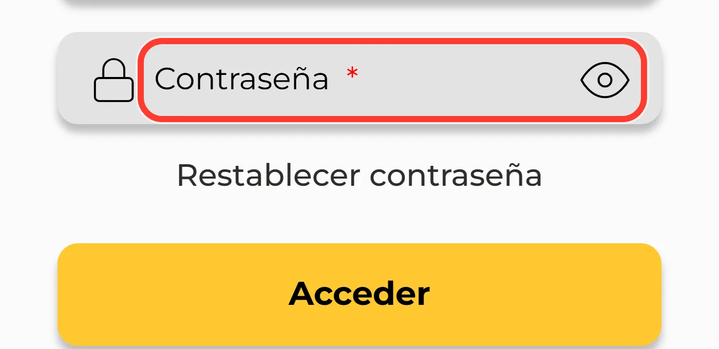 Campo de contraseña en el formulario de acceso de MiCasino